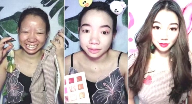 Die Chinesin hat gezeigt, welche Wunder mit Make-up geschehen können.