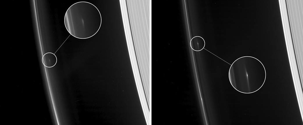 Das Cassini-Raumschiff erkennt Weltraumkörper im Saturn-F-Ring 