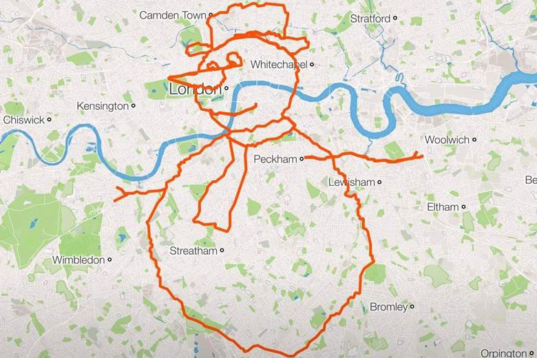 Londoner zu Ehren von Weihnachten malte einen 142 Kilometer langen Schneemann