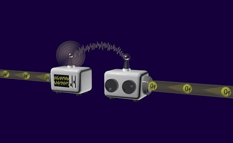 Die Hybridmethode benötigt nur einen klassischen Kommunikationskanal - es spielt keine Rolle, ob sie verkabelt ist oder nicht, um Qubits zuverlässig zu übertragen.