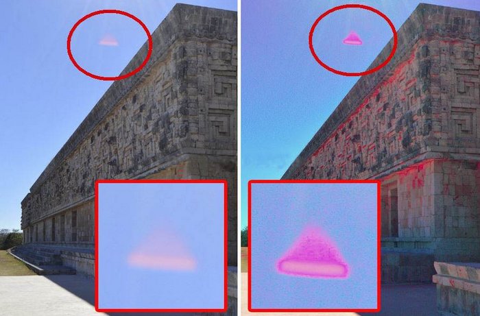 UFO über der antiken Stadt Uxmal