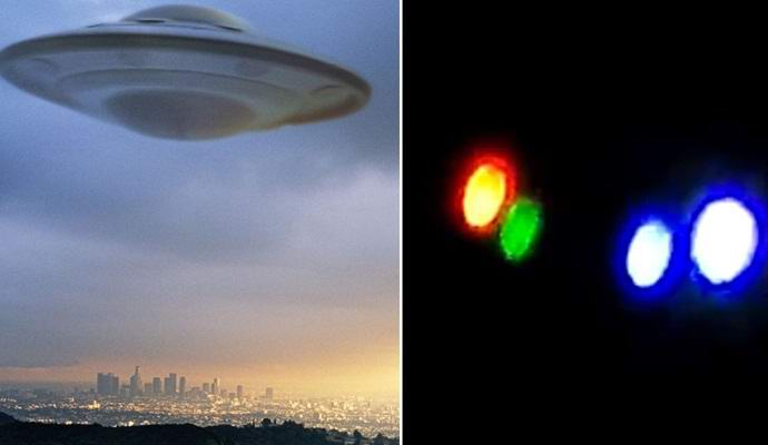 UFO mit bunten Lichtern hat das Telefon einer Frau kaputt gemacht