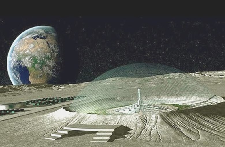 Eine andere fremde Stadt auf dem Mond gefunden
