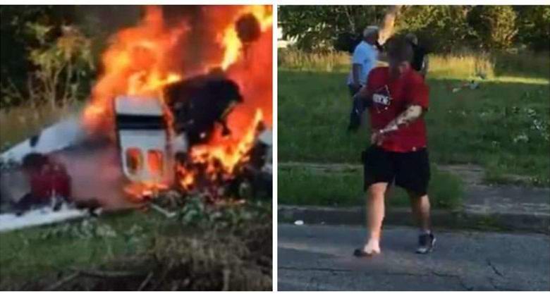Teen ist auf wundersame Weise aus einem abgestürzten brennenden Flugzeug entkommen