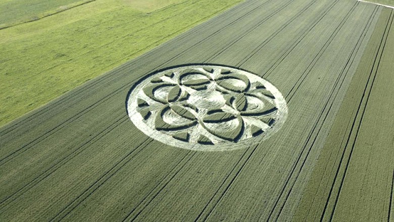 Jetzt ist in der Schweiz eine mysteriöse Zeichnung auf einem Getreidefeld erschienen