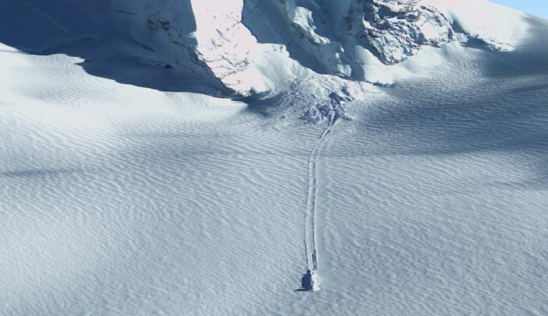 Ein mysteriöser Pfad im Schnee der Subantarktis